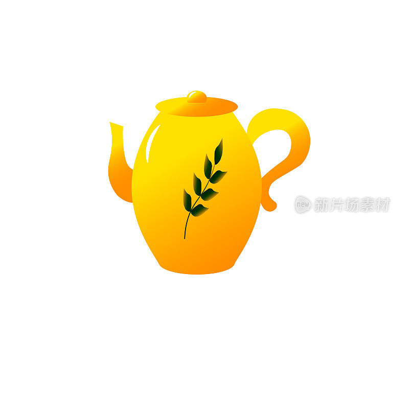 Yellow teapot for tea. Kitchen appliances. Vector illustration isolated on white background.